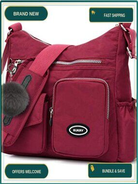 Nylon Crossbody Bag with Anti-Theft RFID Pocket Waterproof Shoulder Travel Purse